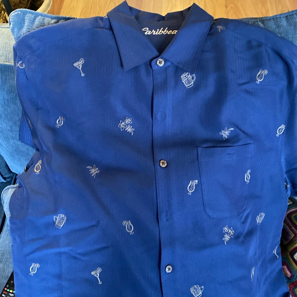 Men’s s/s camp shirt, easy care rayon/poly blend